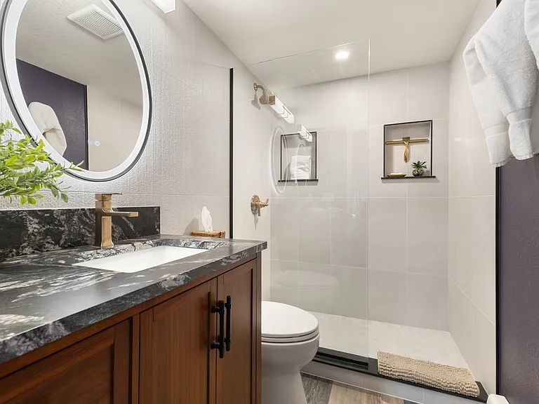 Ensuite Bathroom 1 | Vanity and Smart Mirrors | Toilet, Stand Alone Shower