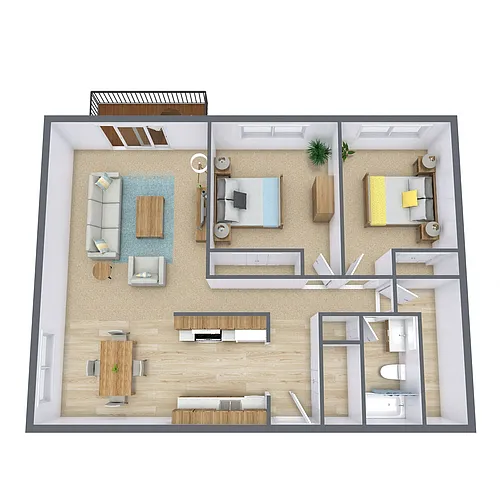 Floor plan Two Bedroom 21B