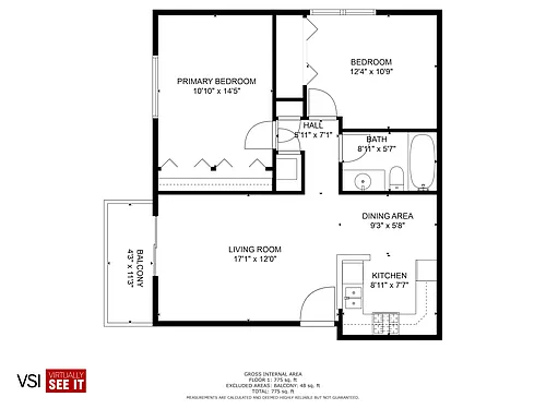Floor plan Ginkgo - 2Bed/1Bath