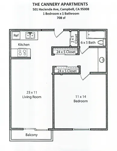 Floor plan E - Savannah 1X1