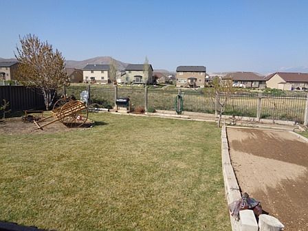 Yard, fire pit and garden