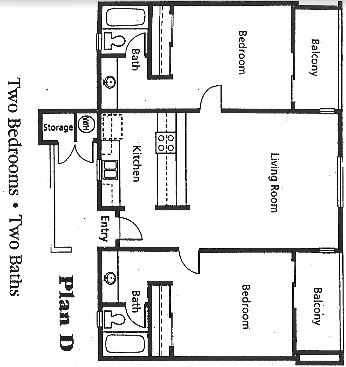 Floor plan 2 Bed 2 Bath Plan D