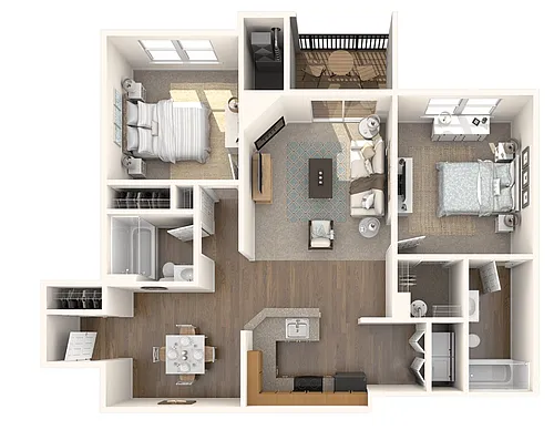Floor plan 2 Bed 2 Bath Large