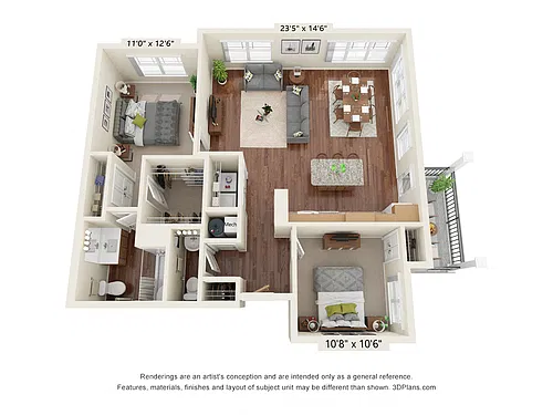 Floor plan Two Bedrooms - B4