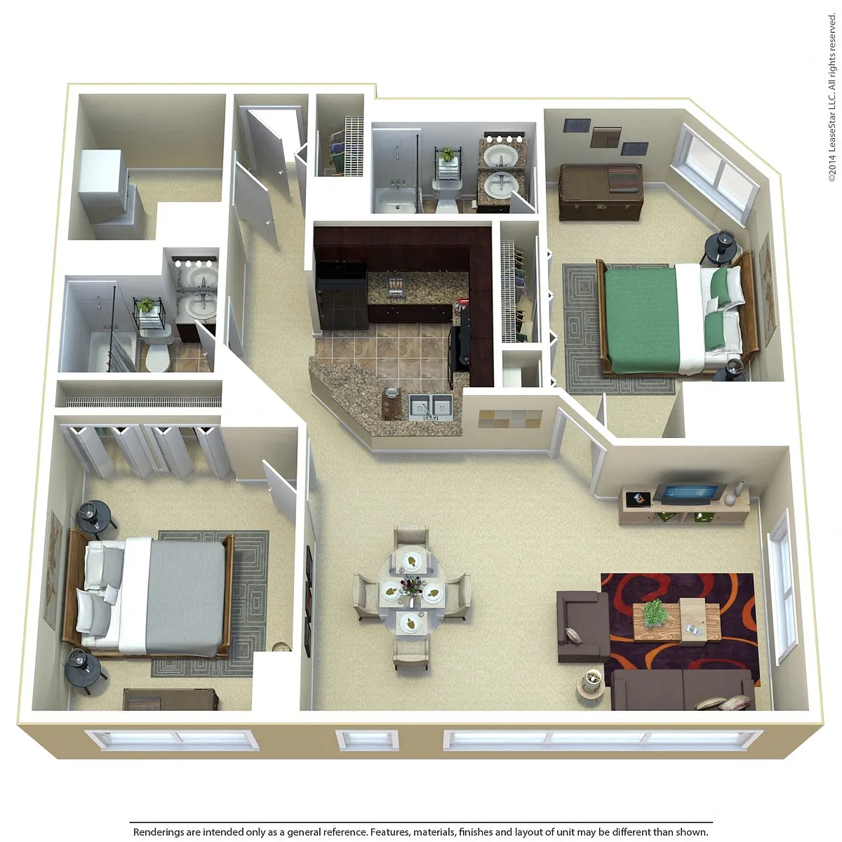 Floor plan Park Charles 2 Bed 2 Bath