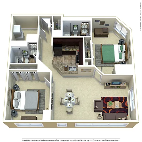Floor plan Park Charles 2 Bed 2 Bath