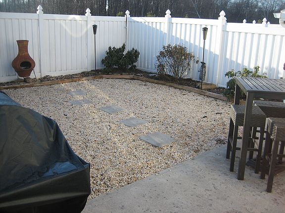 fenced rear yard with patio