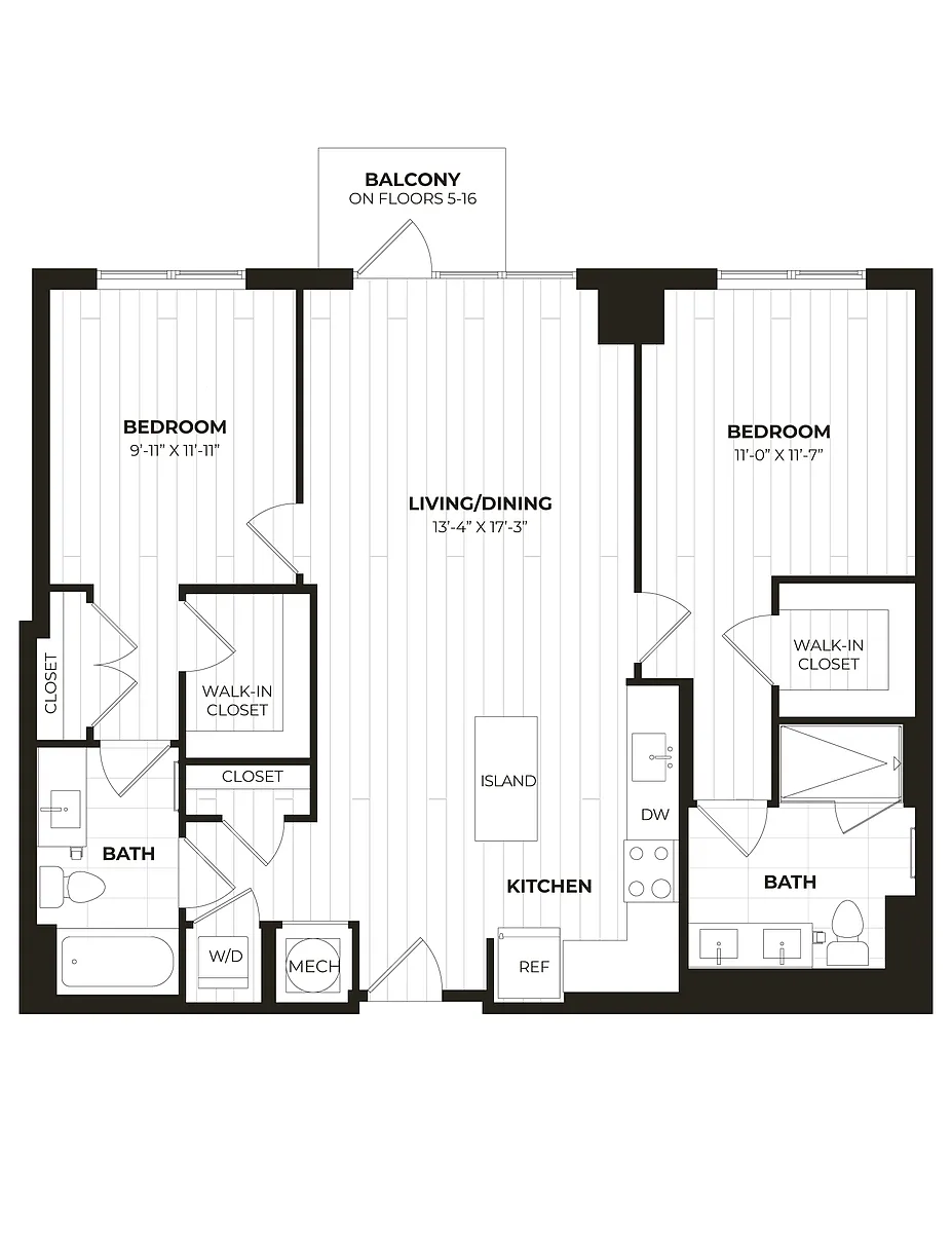 Floor plan 2 Bed/2 Bath-U19