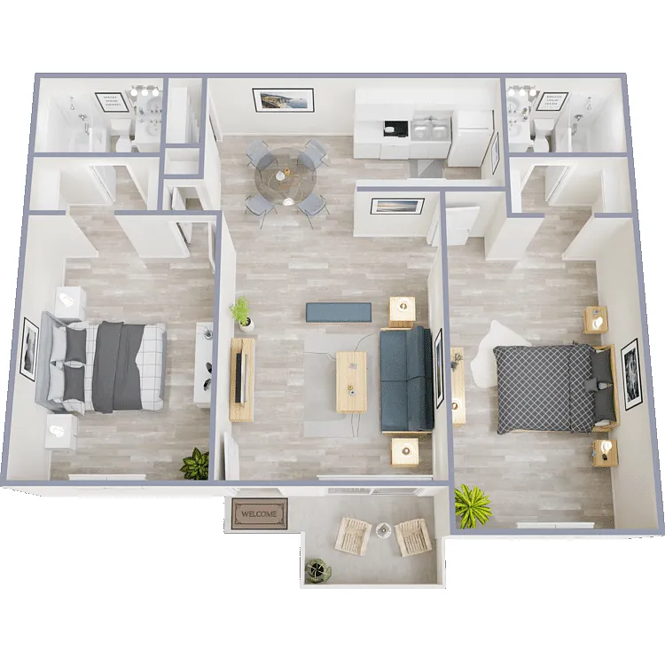 Floor plan 2 Bed 2 Bath - Affordable Unit