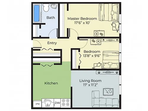 Floor plan LG. Two Bedroom