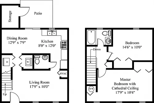 Floor plan 2 BR Monticello