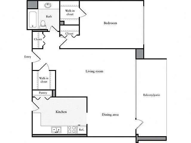Floor plan 1 Bedroom, 1 Bath 920 SF 11e