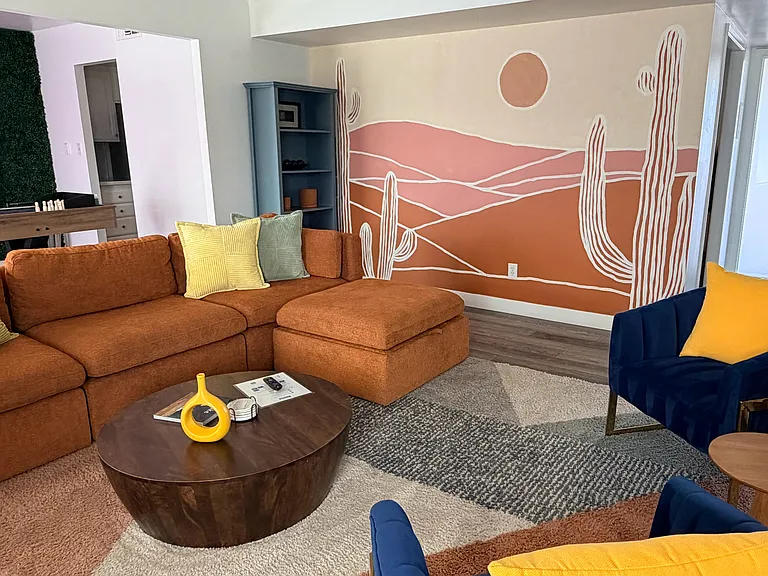 Living Room with Southwest Mural