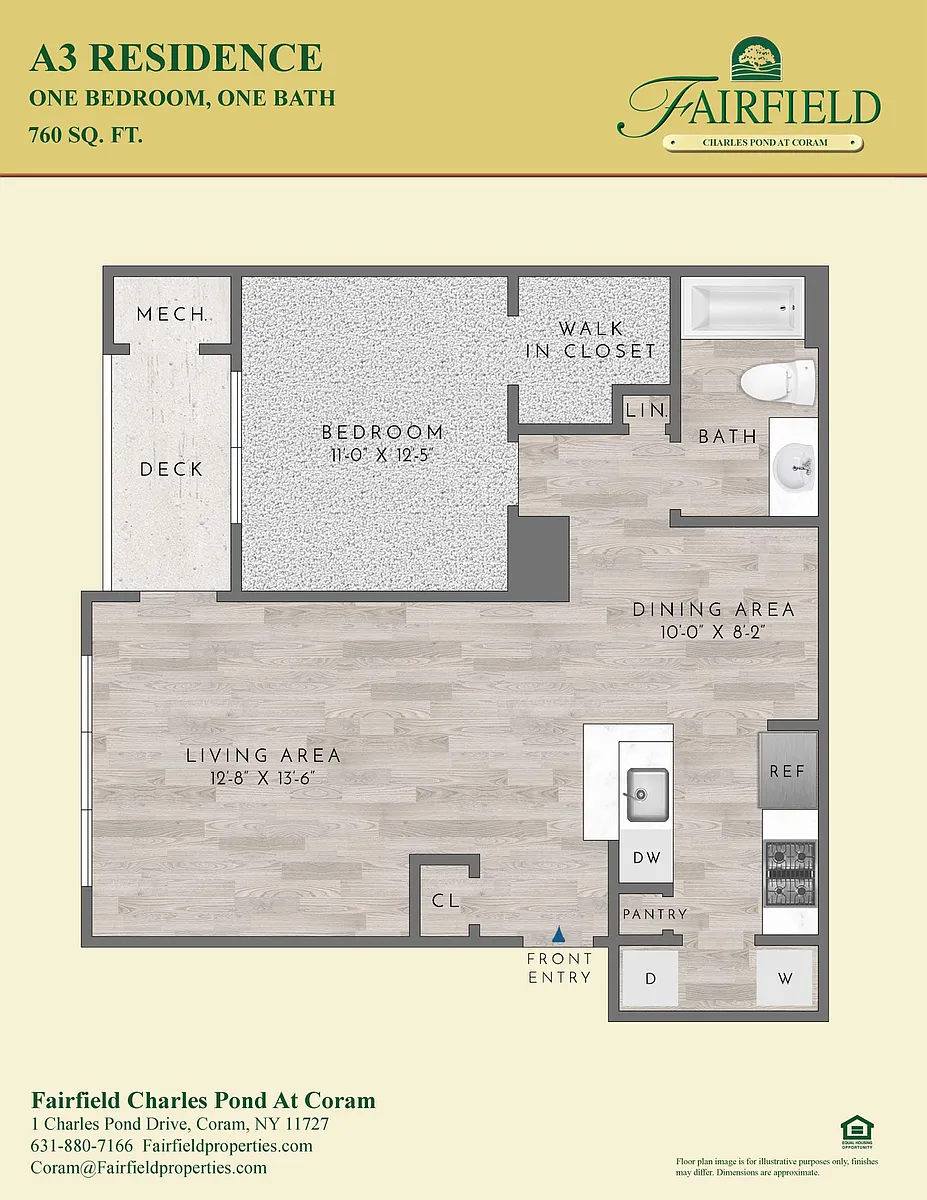 Floor plan A3 Residence 1BR - Thoreau