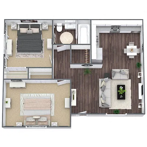 Floor plan B1: 2 Bed 1 Bath