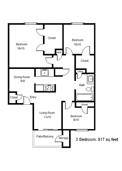 Floor plan Three Bedroom
