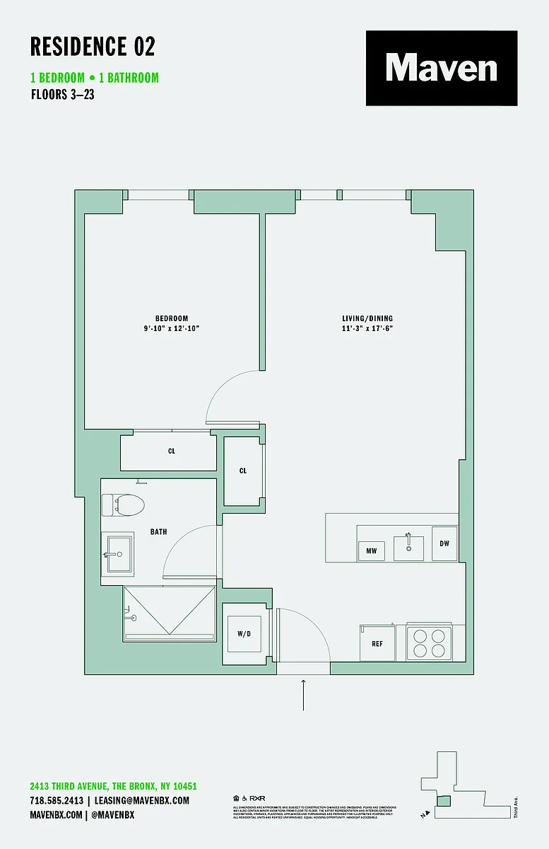 Floor plan 1 Bed/1 Bath-A5