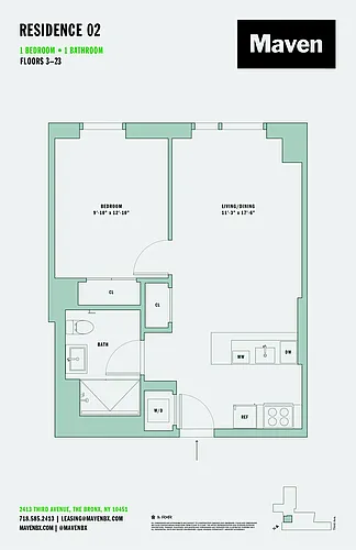 Floor plan 1 Bed/1 Bath-A5