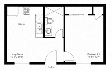 Floor plan One Bedroom One Bath