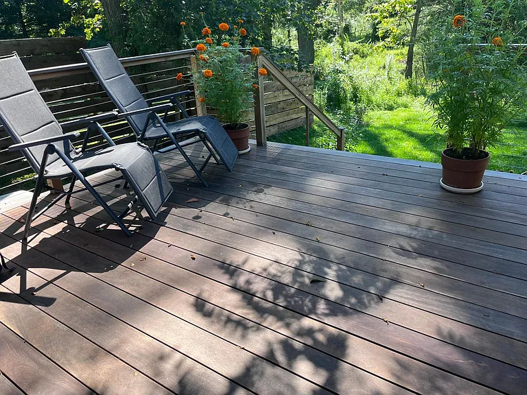 Back deck - looks out onto preserved bucolic land.