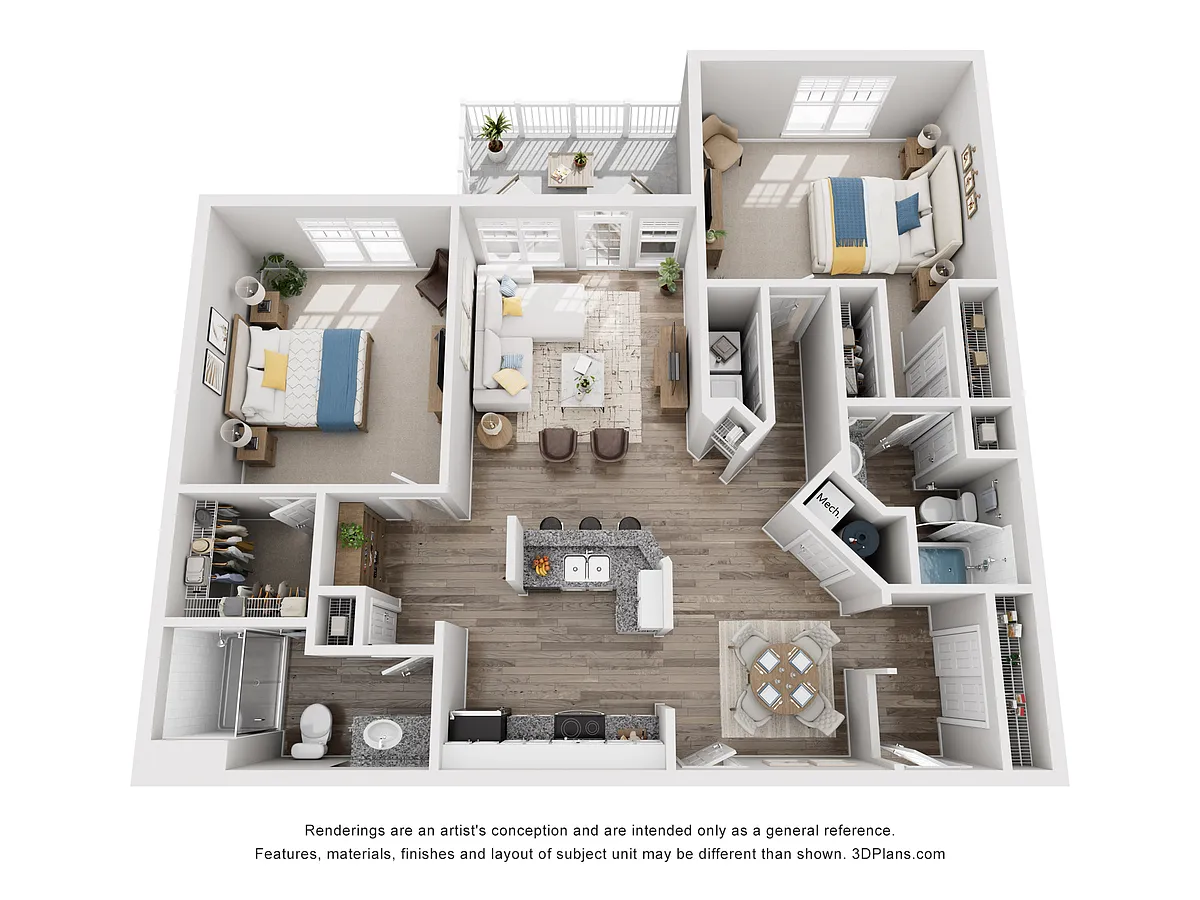 Floor plan B6 - Two Bedroom, Two Bathroom