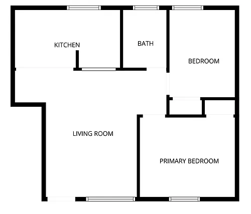 Floor plan 2 Bedroom 1 Bath