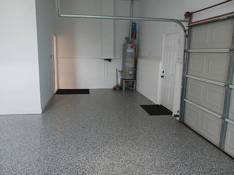 Oversized garage with professional epoxy coated floor