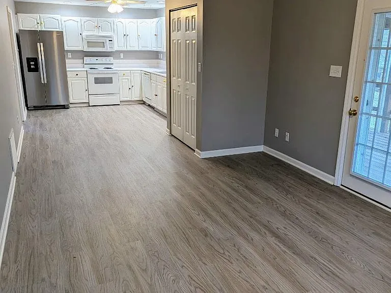 open floor plan with large storage closet