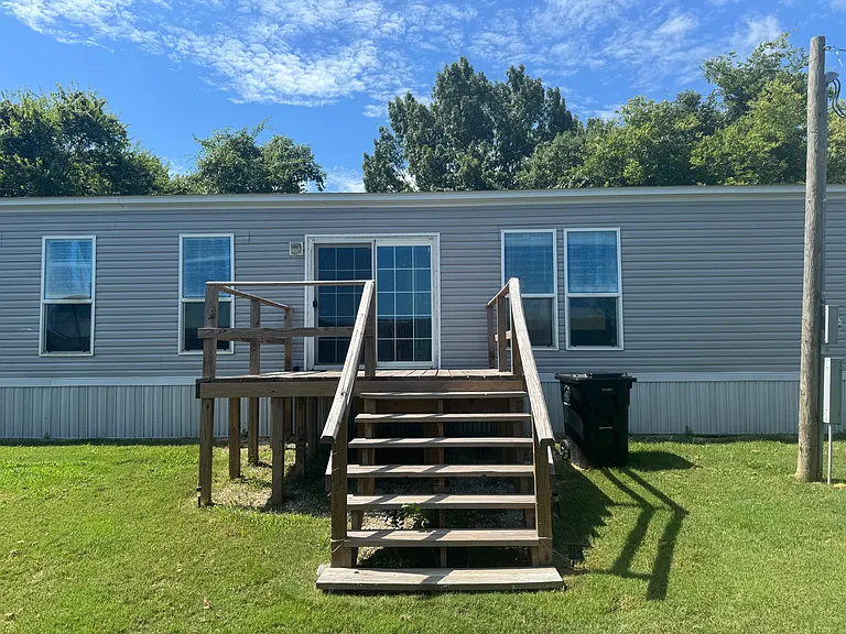 Backyard decking off French doors