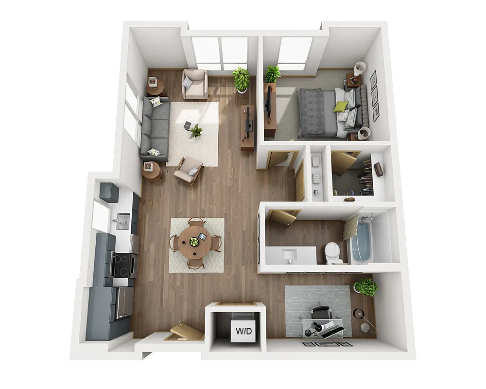 Floor plan One Bedroom A1ED-CL1