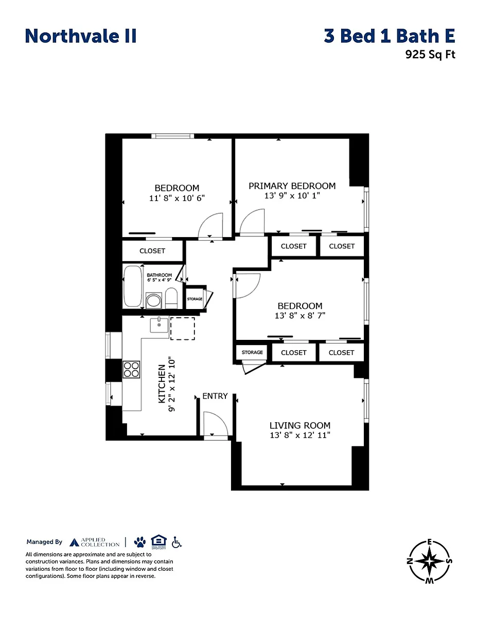 Floor plan 3 Bed 1 Bath E