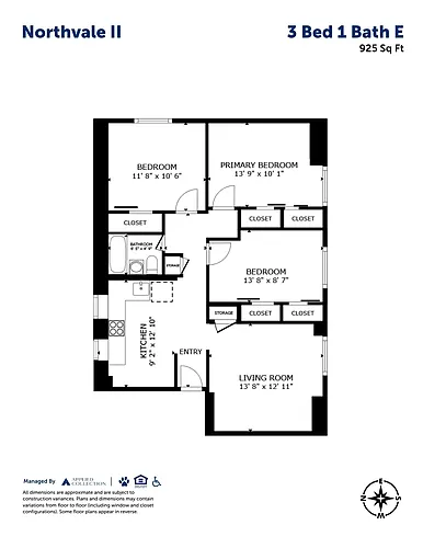 Floor plan 3 Bed 1 Bath E
