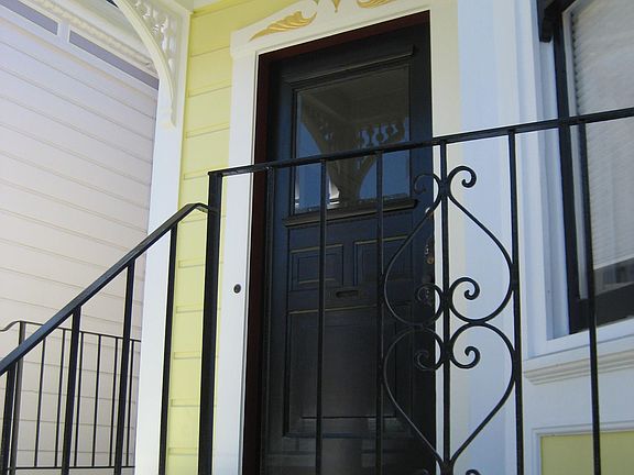 Sun typically shines through the fog right above the front door.