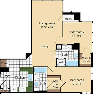 Longfellow - 2 Bedroom - 2 Bathroom