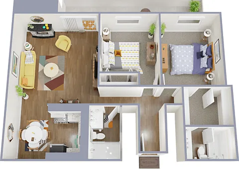 Two bedroom, two bath, 1,124 square feet Two bedroom, two bath, 1,124 square feet