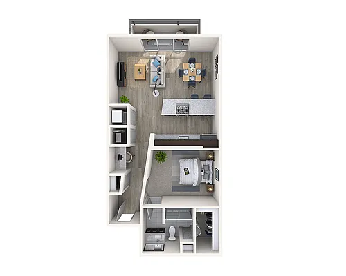 Floor plan One Bedroom A1C
