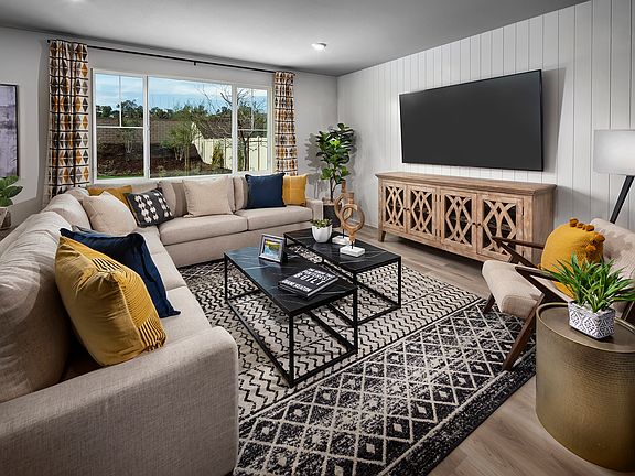 Residence 2 great room modeled at a nearby Meritage community.