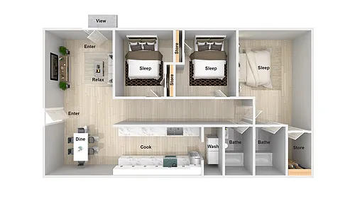 Floor plan 3 Bedroom 2 Bathroom Renovated