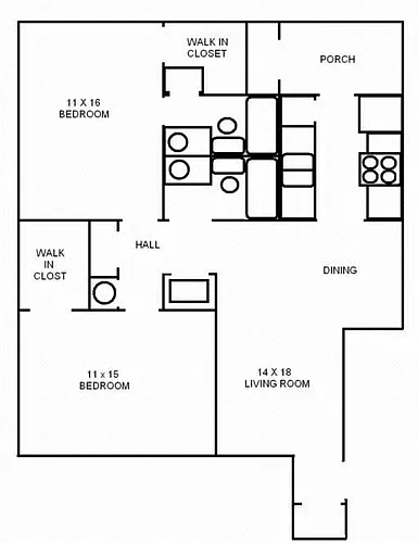 Floor plan 2 Bed/2 Bath