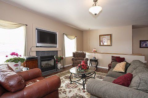 Spacious great room features gas fireplace