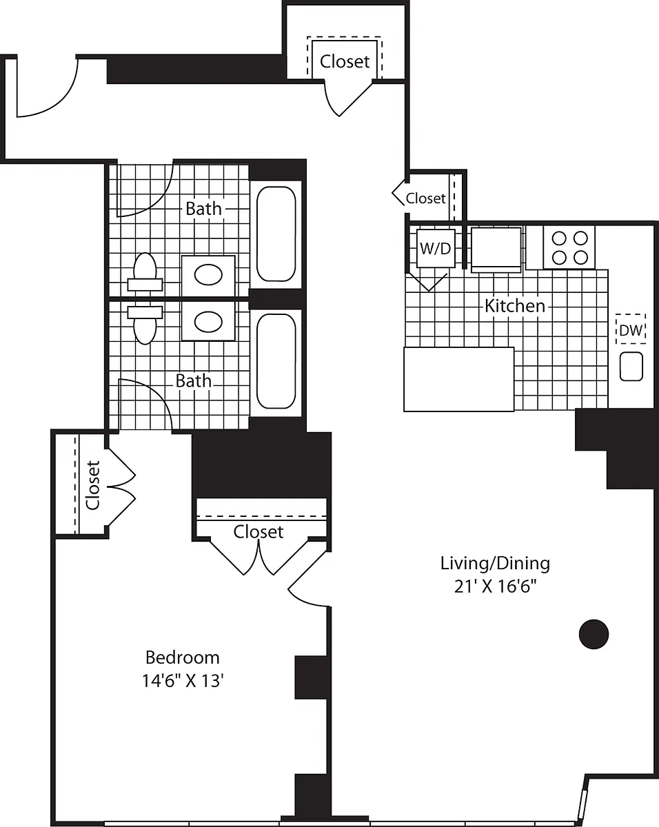 Floor plan One Bedroom_1137 Lkit Fl 10