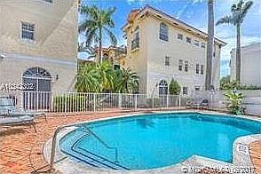 Facing courtyard and pool