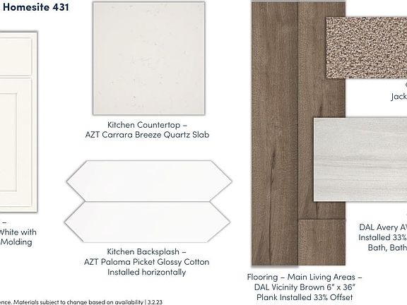 An image of the design selections for homesite 431.