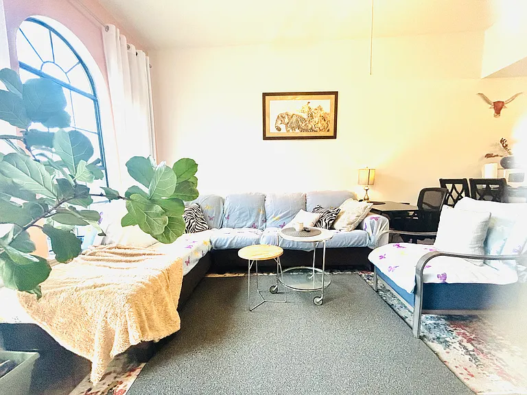 spacious and bright living area with huge window