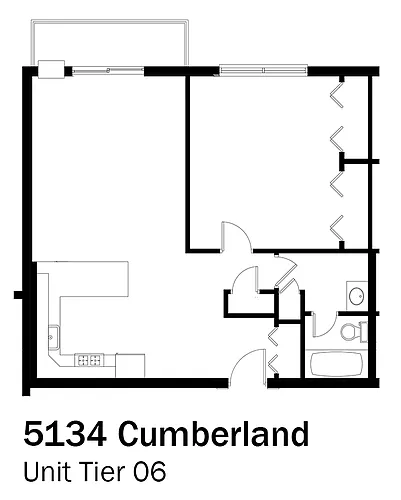 Floor plan 1bd/1b 6