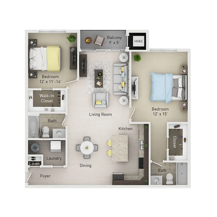 Floor plan 2 bedroom 2 bathroom