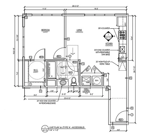 Floor plan 1 bed (Ia) - ADA unit