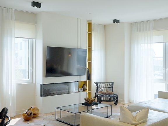 Living Room with Custom Electric Fireplace