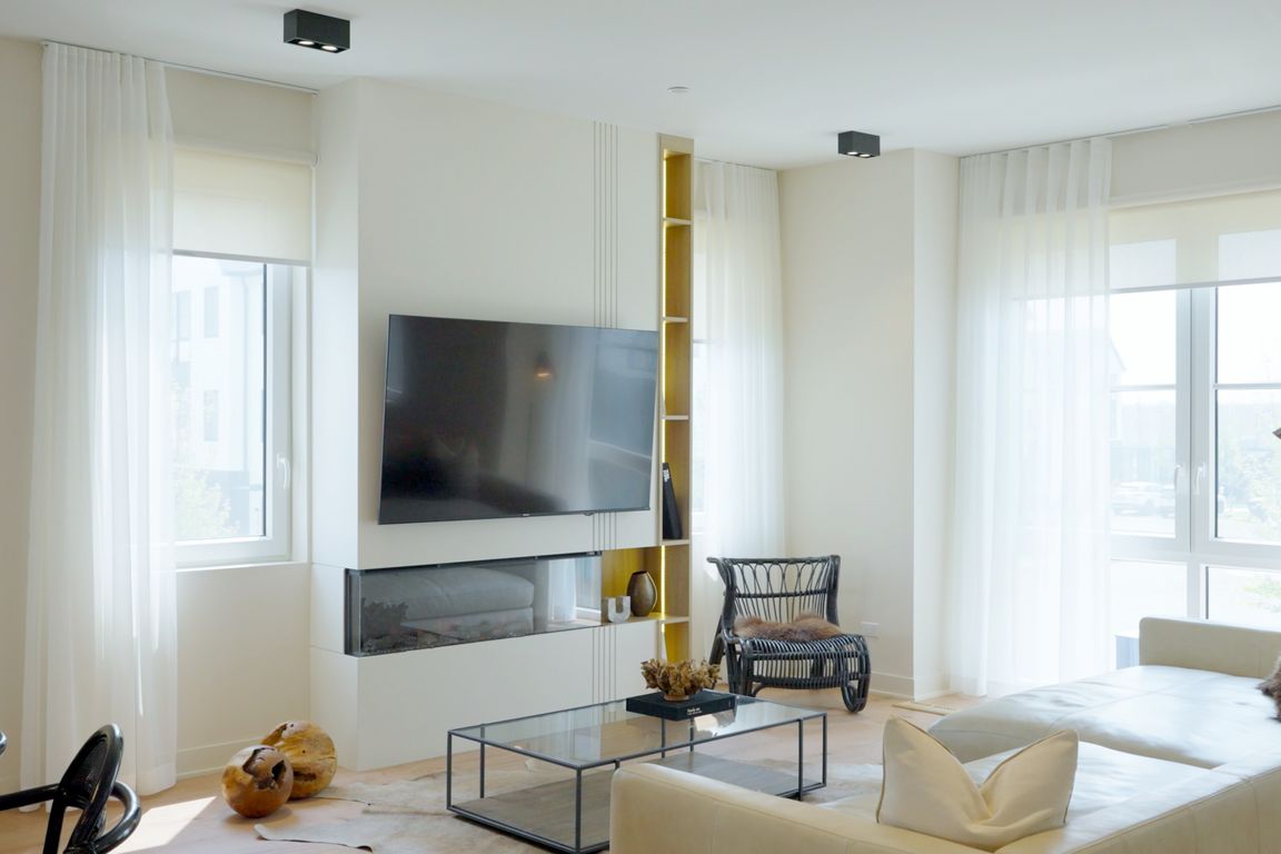 Living Room with Custom Electric Fireplace