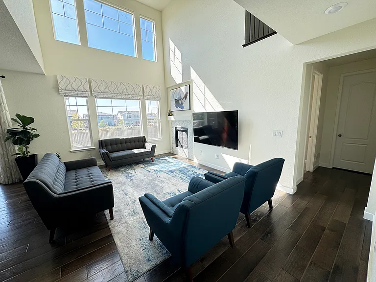 Living Area/Family Room with vaulted ceilings